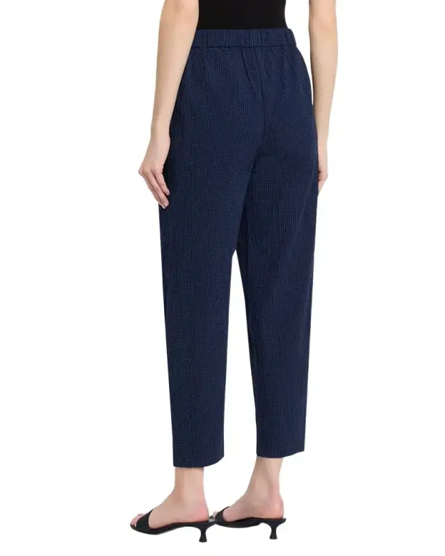 Cropped Crinkled Check Lantern Pants