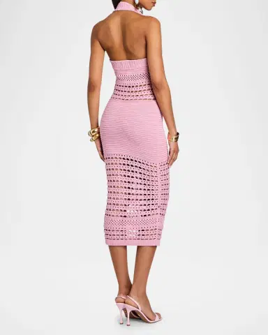 Retrofête Jaycee Crochet Halter Midi Dress | Thumbnail 2