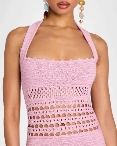 Retrofête Jaycee Crochet Halter Midi Dress | Thumbnail 4