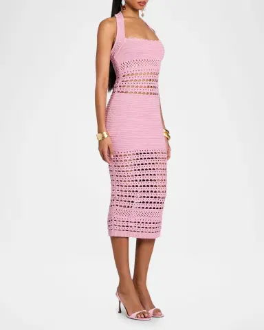 Retrofête Jaycee Crochet Halter Midi Dress | Thumbnail 5