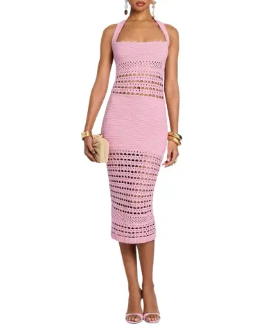 Retrofête Jaycee Crochet Halter Midi Dress | Thumbnail 1