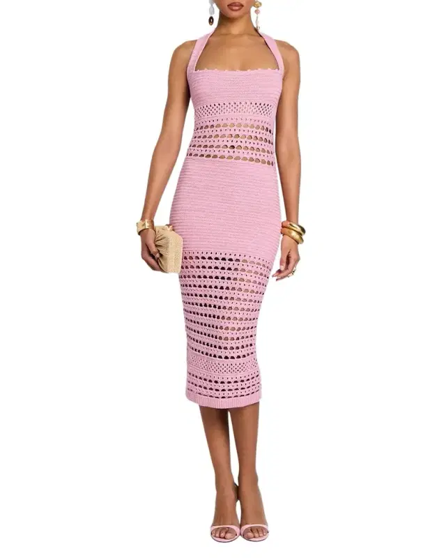Jaycee Crochet Halter Midi Dress