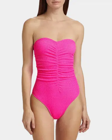 Milly Textured Ruched Strapless One-Piece Swimsuit | Thumbnail 3 Milly Textured Ruched Strapless One-Piece Swimsuit | Thumbnail 3