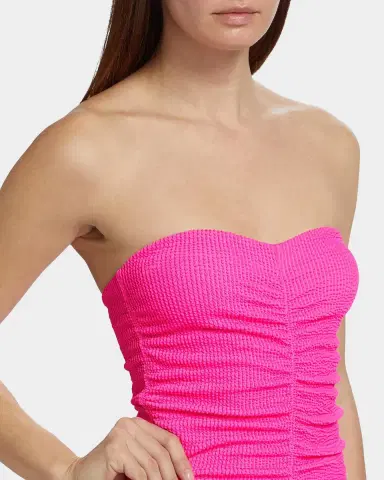 Milly Textured Ruched Strapless One-Piece Swimsuit | Thumbnail 4 Milly Textured Ruched Strapless One-Piece Swimsuit | Thumbnail 4