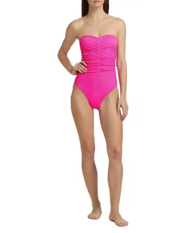 Milly Textured Ruched Strapless One-Piece Swimsuit | Thumbnail 1 Milly Textured Ruched Strapless One-Piece Swimsuit | Thumbnail 1