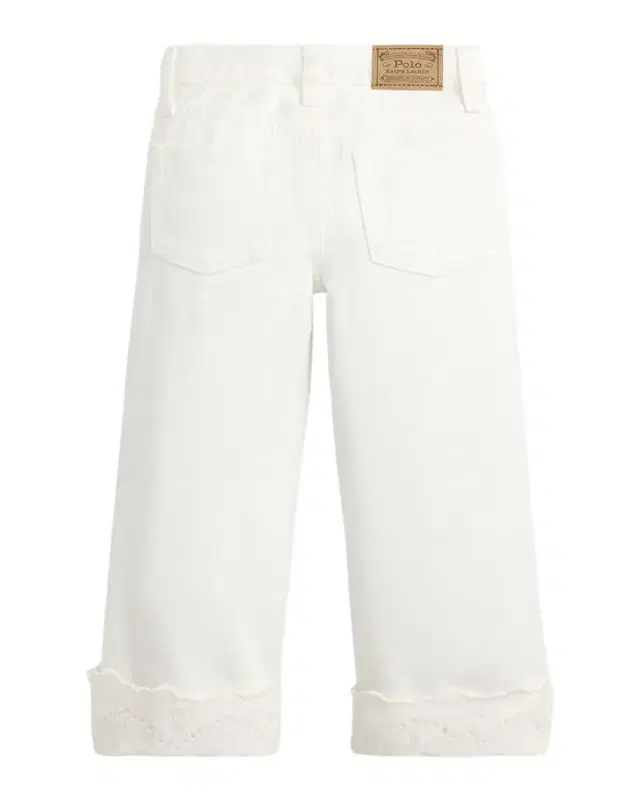 Girl 's Eyelet-Cuff Cotton Denim Wide-Leg Jeans, Size 2-6X