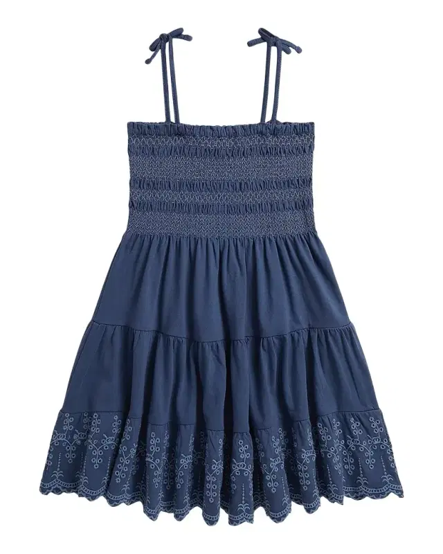 Little Girl 's & Girl 's Smocked Eyelet Cotton Jersey Dress