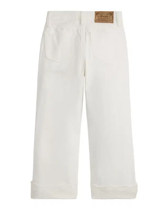 Girl 's Eyelet-Cuff Cotton Denim Wide-Leg Denim Jeans, Size 8-14