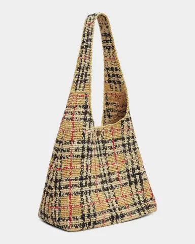 Burberry Margate Crochet Check Raffia Shoulder Bag | Thumbnail 2 Burberry Margate Crochet Check Raffia Shoulder Bag | Thumbnail 2