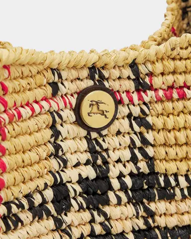 Burberry Margate Crochet Check Raffia Shoulder Bag | Thumbnail 4 Burberry Margate Crochet Check Raffia Shoulder Bag | Thumbnail 4