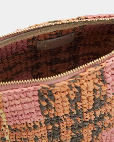 Burberry Margate Small Crochet Check Raffia Pouch Bag | Thumbnail 3 Burberry Margate Small Crochet Check Raffia Pouch Bag | Thumbnail 3