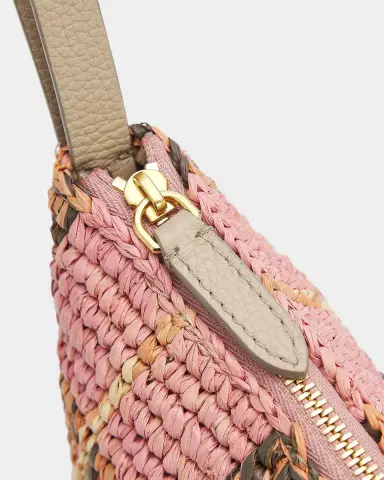 Burberry Margate Small Crochet Check Raffia Pouch Bag | Thumbnail 4 Burberry Margate Small Crochet Check Raffia Pouch Bag | Thumbnail 4