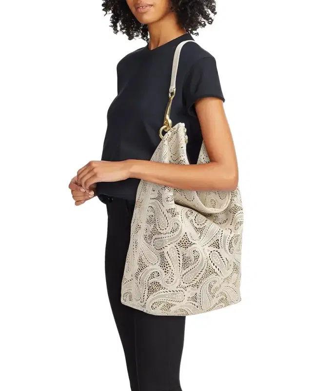 Burberry Bridle Large Cutout Paisley Leather Tote Bag