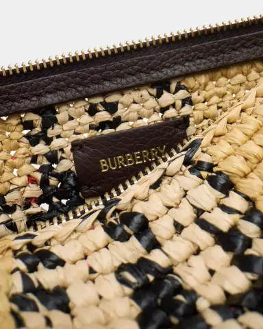 Burberry Margate Crochet Check Raffia Pouch Bag | Thumbnail 3 Burberry Margate Crochet Check Raffia Pouch Bag | Thumbnail 3