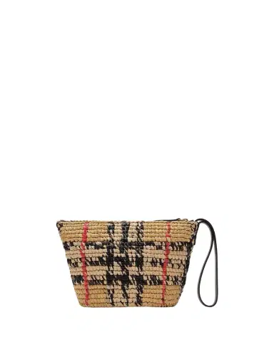 Burberry Margate Crochet Check Raffia Pouch Bag | Thumbnail 1 Burberry Margate Crochet Check Raffia Pouch Bag | Thumbnail 1