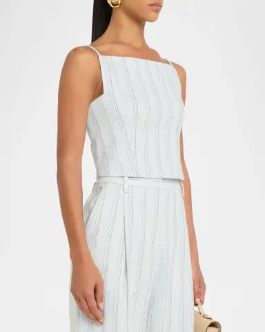 A.L.C. Elliott Stripe Linen Crop Top | Thumbnail 3 A.L.C. Elliott Stripe Linen Crop Top | Thumbnail 3