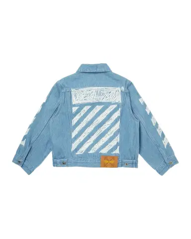 Off-White Boy's Diagonal Sketch Denim Jacket, Size | Thumbnail 1