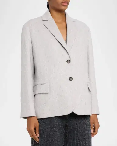Brunello Cucinelli Deconstructed Jersey Single-Breasted Blazer Jacket | Thumbnail 3