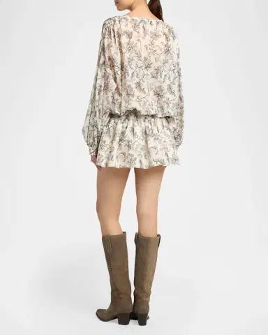 Golden Goose Journey Floral Long-Sleeve Cotton Voile Mini Dress | Thumbnail 2