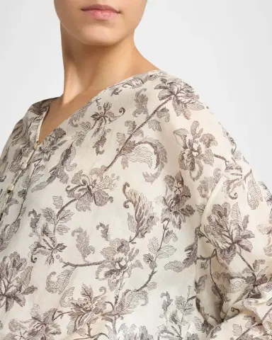 Golden Goose Journey Floral Long-Sleeve Cotton Voile Mini Dress | Thumbnail 4