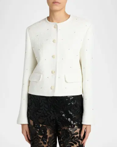 Golden Goose Embroidered Boxy Bouclé Jacket | Thumbnail 3 Golden Goose Embroidered Boxy Bouclé Jacket | Thumbnail 3
