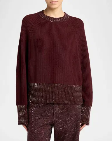 Golden Goose Journey Rhinestone Ribbed Wool Sweater | Thumbnail 3 Golden Goose Journey Rhinestone Ribbed Wool Sweater | Thumbnail 3