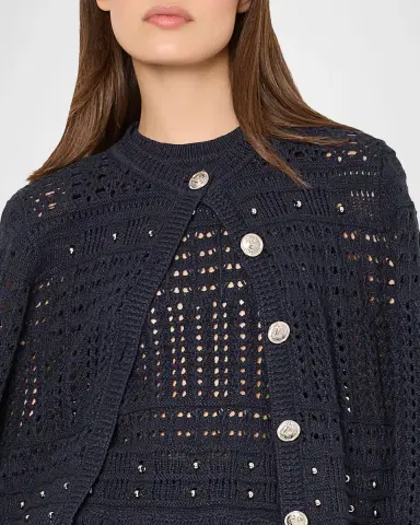 Milly Fringed Open-Knit Cardigan | Thumbnail 3