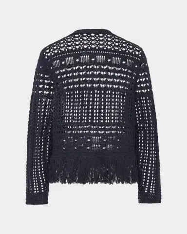 Milly Fringed Open-Knit Cardigan | Thumbnail 4