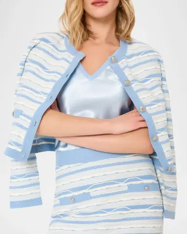 Milly Skye Striped Button-Front Cardigan | Thumbnail 4 Milly Skye Striped Button-Front Cardigan | Thumbnail 4