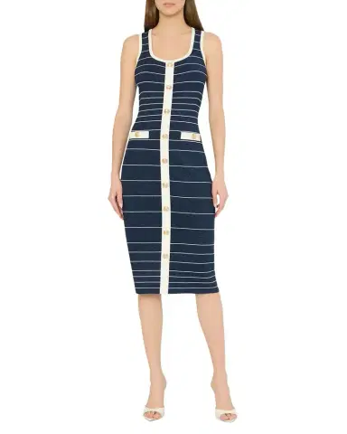 Milly Mari Striped Shimmer Knit Bodycon Midi Dress | Thumbnail 1 Milly Mari Striped Shimmer Knit Bodycon Midi Dress | Thumbnail 1