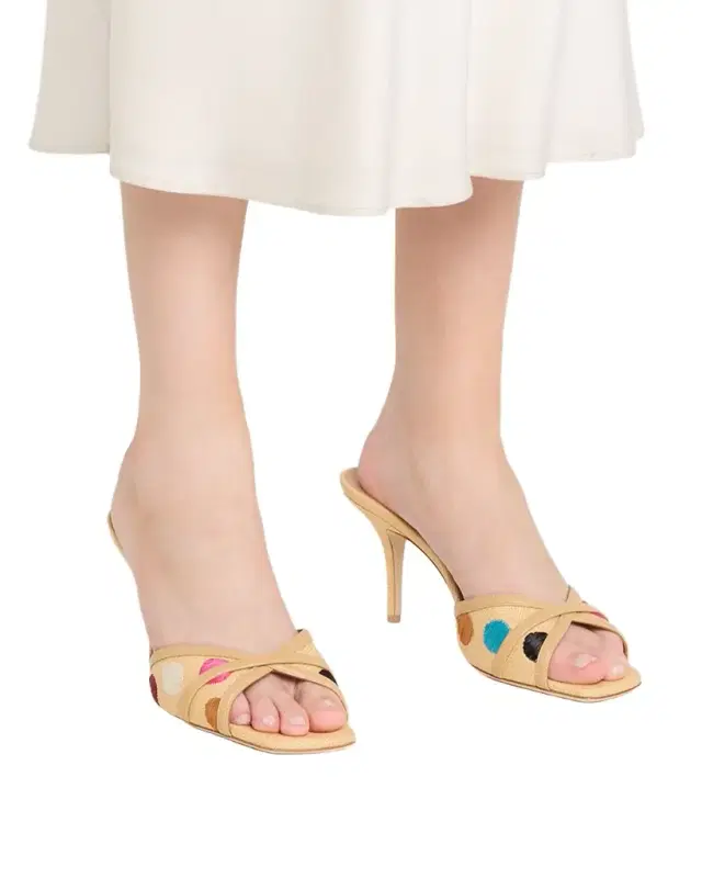 Perla 70mm Polka-Dot Raffia Sandals