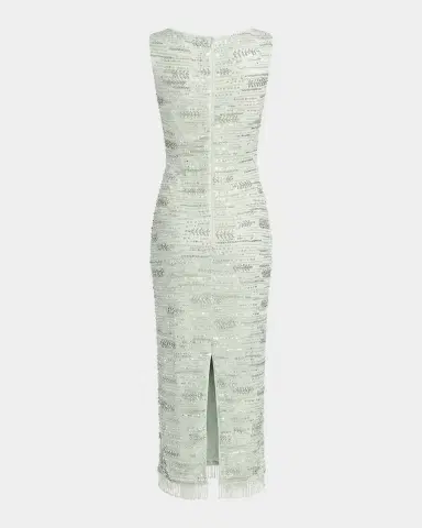 Mac Duggal Beaded Fringe-Trim Mesh Midi Dress | Thumbnail 4 Mac Duggal Beaded Fringe-Trim Mesh Midi Dress | Thumbnail 4