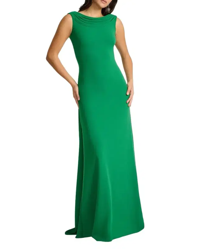 Draped Two-Tone Crepe Gown