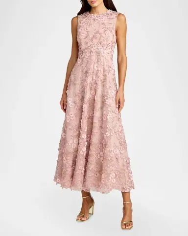 Mac Duggal Petite Floral-Embroidered Sleeveless Midi Dress | Thumbnail 2 Mac Duggal Petite Floral-Embroidered Sleeveless Midi Dress | Thumbnail 2
