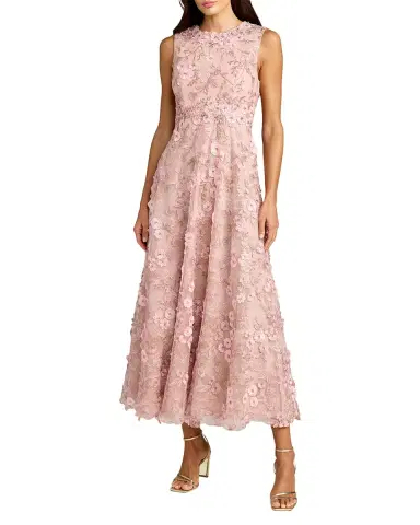 Mac Duggal Petite Floral-Embroidered Sleeveless Midi Dress | Thumbnail 3 Mac Duggal Petite Floral-Embroidered Sleeveless Midi Dress | Thumbnail 3