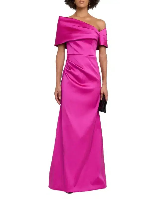 Rickie Freeman for Teri Jon One-Shoulder Stretch Mikado Gown