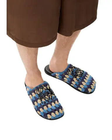 Loewe x Paula's Ibiza Men's Crochet Raffia Flex Mules | Thumbnail 1 Loewe x Paula's Ibiza Men's Crochet Raffia Flex Mules | Thumbnail 1