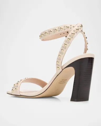 Stuart Weitzman 85mm Perry Embellished Leather Sandals | Thumbnail 3