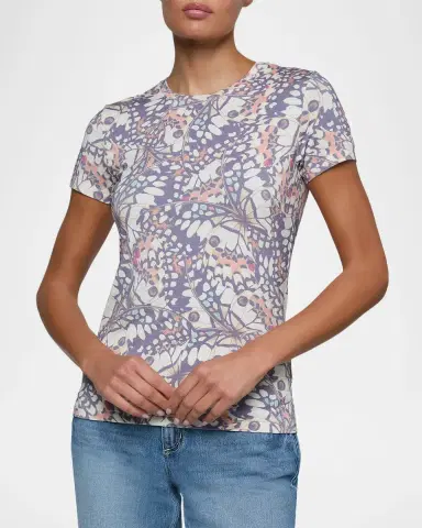 L'Agence Ressi Fitted Butterfly-Print T-Shirt | Thumbnail 3 L'Agence Ressi Fitted Butterfly-Print T-Shirt | Thumbnail 3