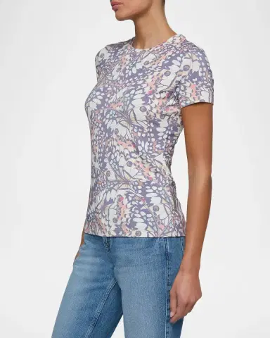 L'Agence Ressi Fitted Butterfly-Print T-Shirt | Thumbnail 4 L'Agence Ressi Fitted Butterfly-Print T-Shirt | Thumbnail 4