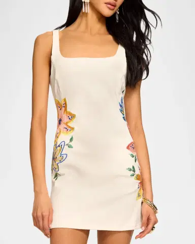 Ramy Brook Adriana Embroidered Denim Mini Dress | Thumbnail 2