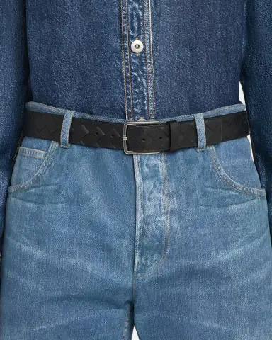 Bottega Veneta Men's Maxi-Intrecciato Leather Belt | Thumbnail 2 Bottega Veneta Men's Maxi-Intrecciato Leather Belt | Thumbnail 2