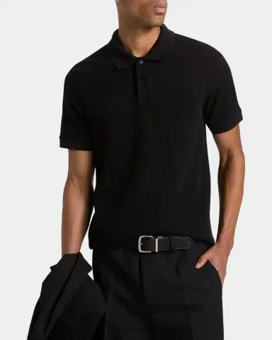 Vince Men's Drop-Needle Stripe Pima Cotton Polo Shirt | Thumbnail 3 Vince Men's Drop-Needle Stripe Pima Cotton Polo Shirt | Thumbnail 3