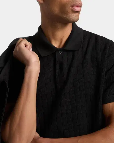 Vince Men's Drop-Needle Stripe Pima Cotton Polo Shirt | Thumbnail 4 Vince Men's Drop-Needle Stripe Pima Cotton Polo Shirt | Thumbnail 4