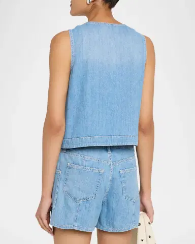 L'Agence Foster Sleeveless Denim Top | Thumbnail 2 L'Agence Foster Sleeveless Denim Top | Thumbnail 2