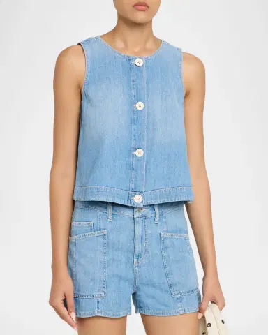 L'Agence Foster Sleeveless Denim Top | Thumbnail 3 L'Agence Foster Sleeveless Denim Top | Thumbnail 3