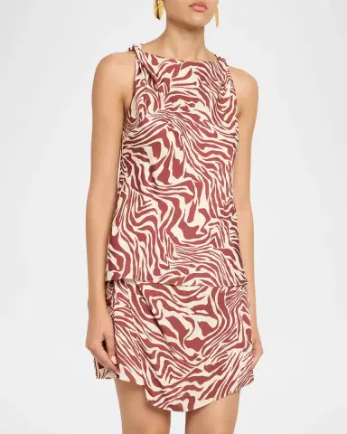 TANYA TAYLOR Penny Twisted-Shoulder Sleeveless Silk Top | Thumbnail 3