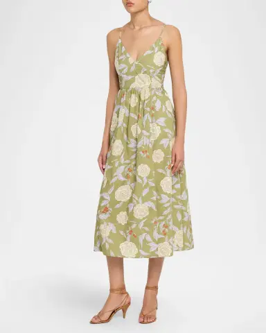 TANYA TAYLOR Vivien Fit & Flare Floral Cotton Midi Dress | Thumbnail 3 TANYA TAYLOR Vivien Fit & Flare Floral Cotton Midi Dress | Thumbnail 3