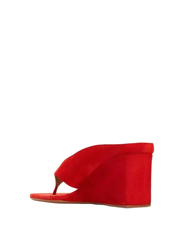 ALAÏA Suede Wedge Thong Sandals