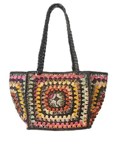 BTB Los Angeles Everly Geometric Woven Raffia Tote Bag | Thumbnail 1 BTB Los Angeles Everly Geometric Woven Raffia Tote Bag | Thumbnail 1
